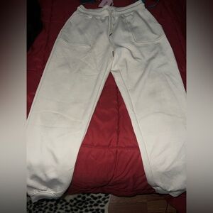 Dynamite White Drawstring Sweatpants